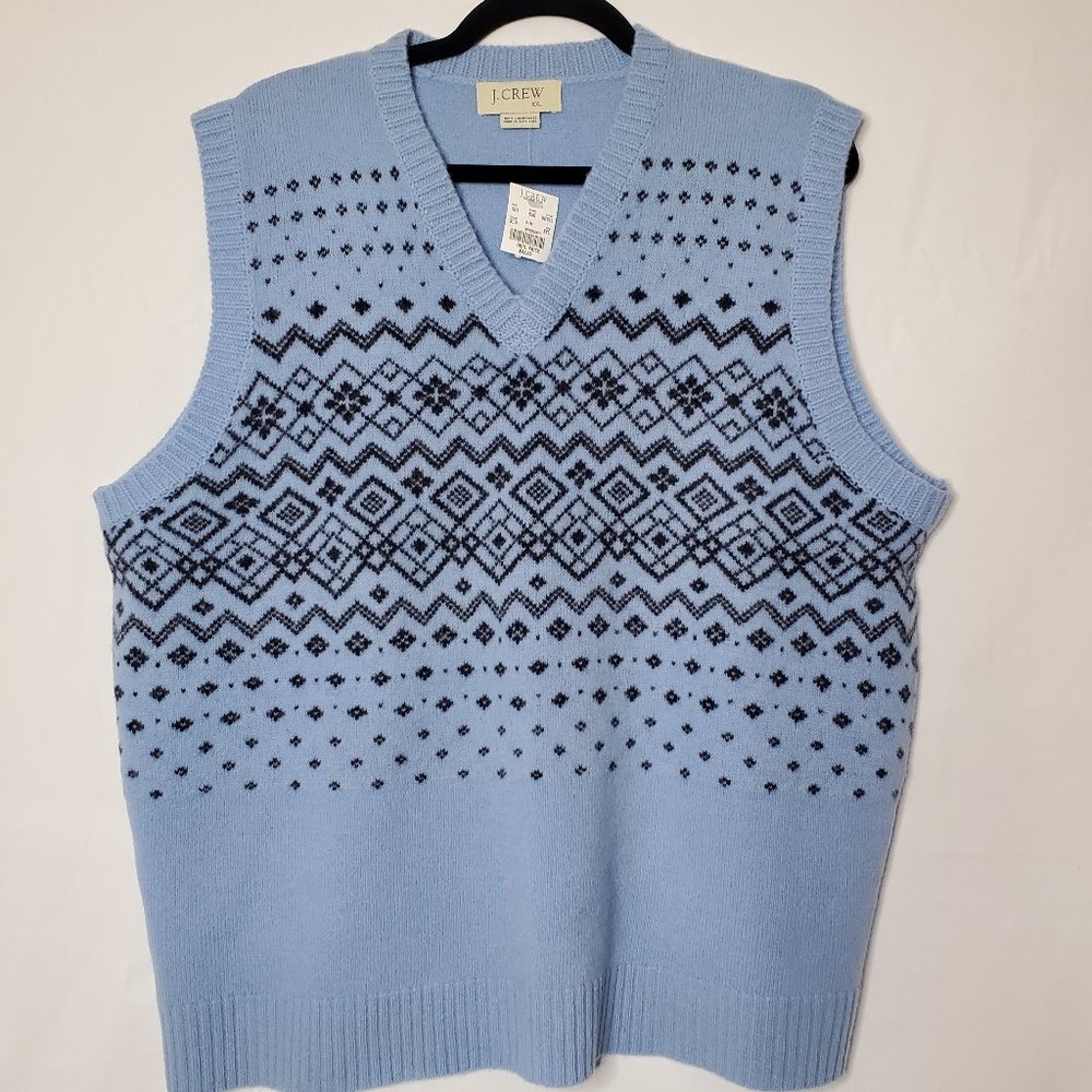 J. Crew Lambswool V-Neck Sweater Vest Blue XXL NWT